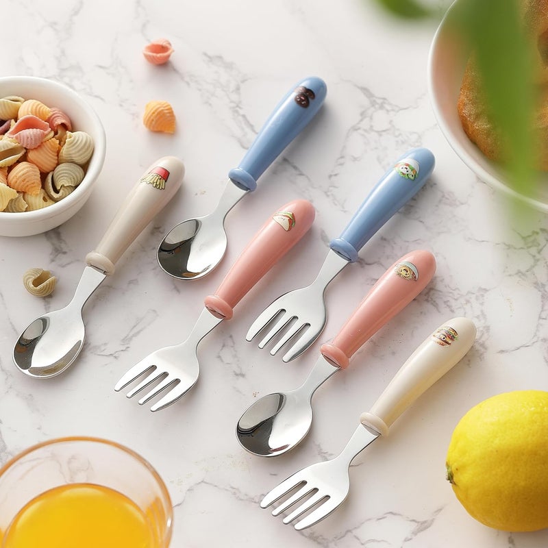 MONGSEW 6PCS Toddler Kids Utensils Silverware, Stainless Steel Toddler Baby Forks and Spoons, BPA Free, Dishwasher Safe (Food-Themed Design) - Image 5